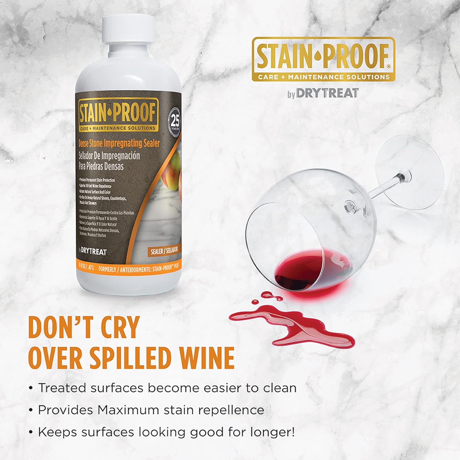 Stain Proof by Dry Treat - Premium Impregnating Sealer PLUS - 16 fl. Oz. (473 mL) - Cemento Collection
