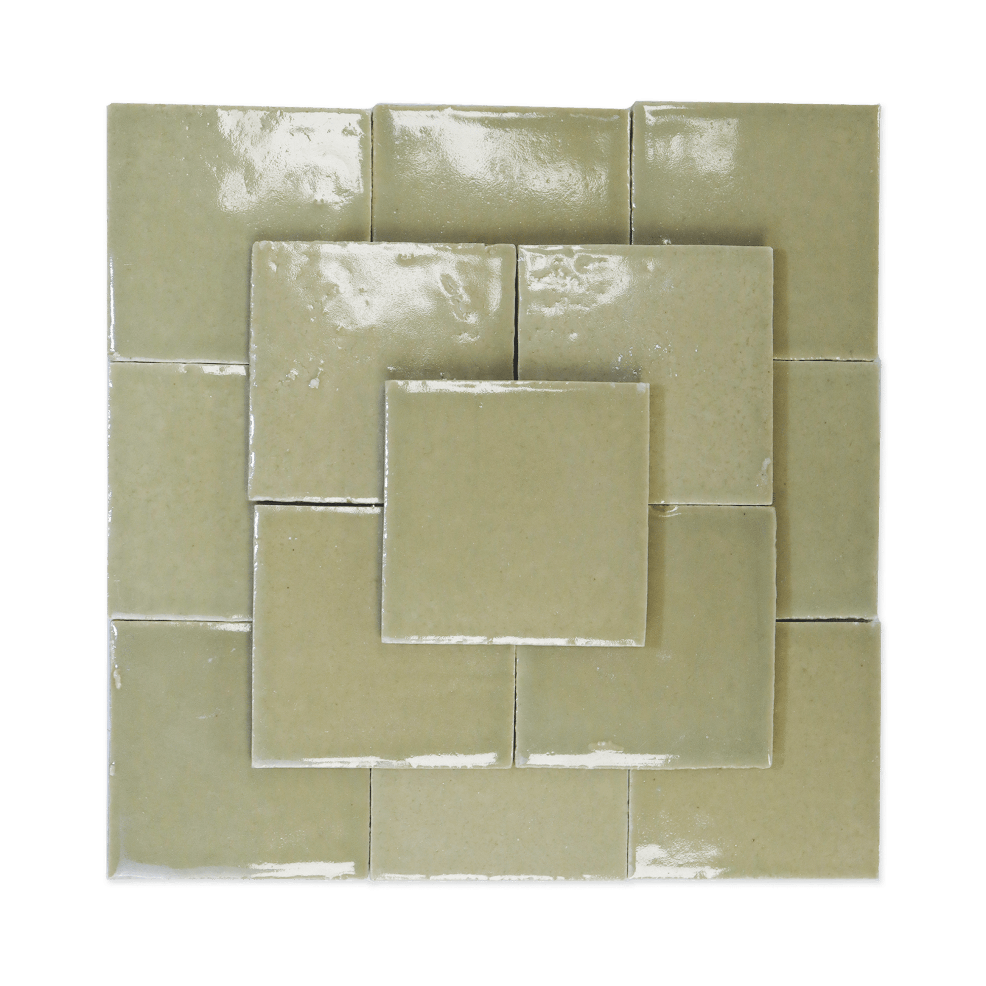 Stoneware 3.5x3.5 Barley Green Glossy Tile - Cemento Collection