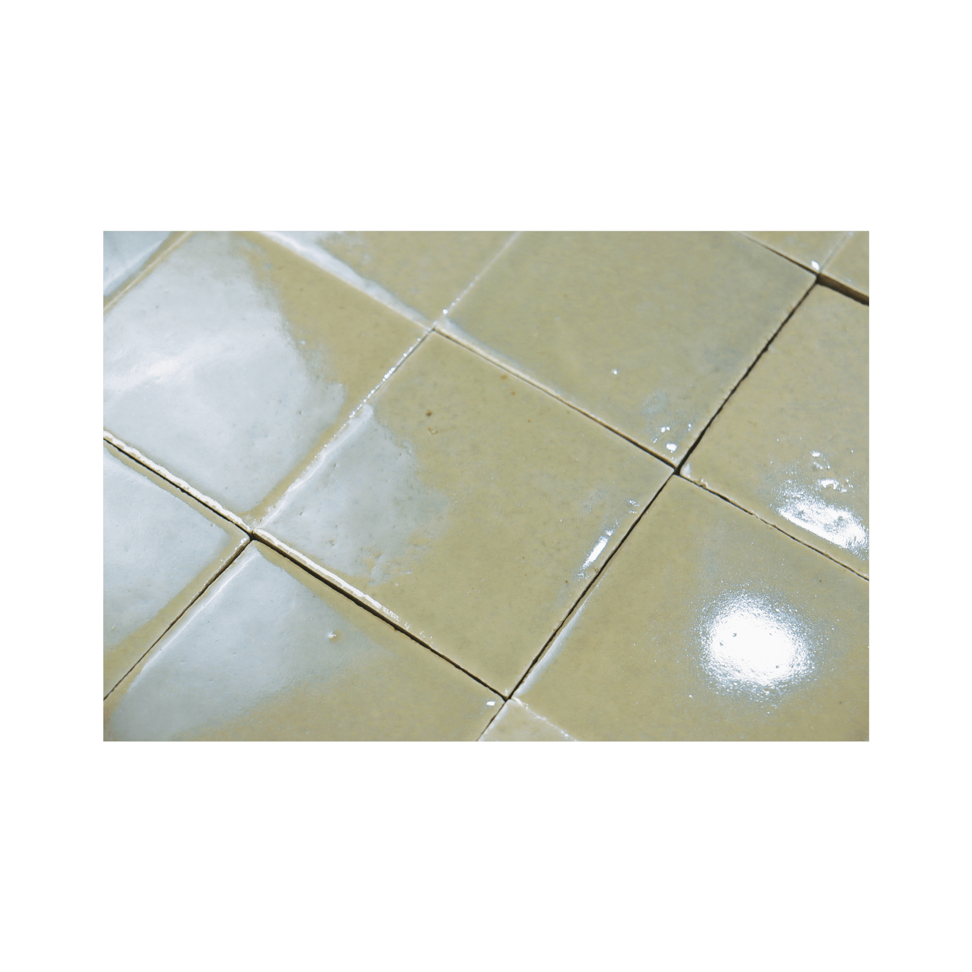 Stoneware 3.5x3.5 Barley Green Glossy Tile - Cemento Collection