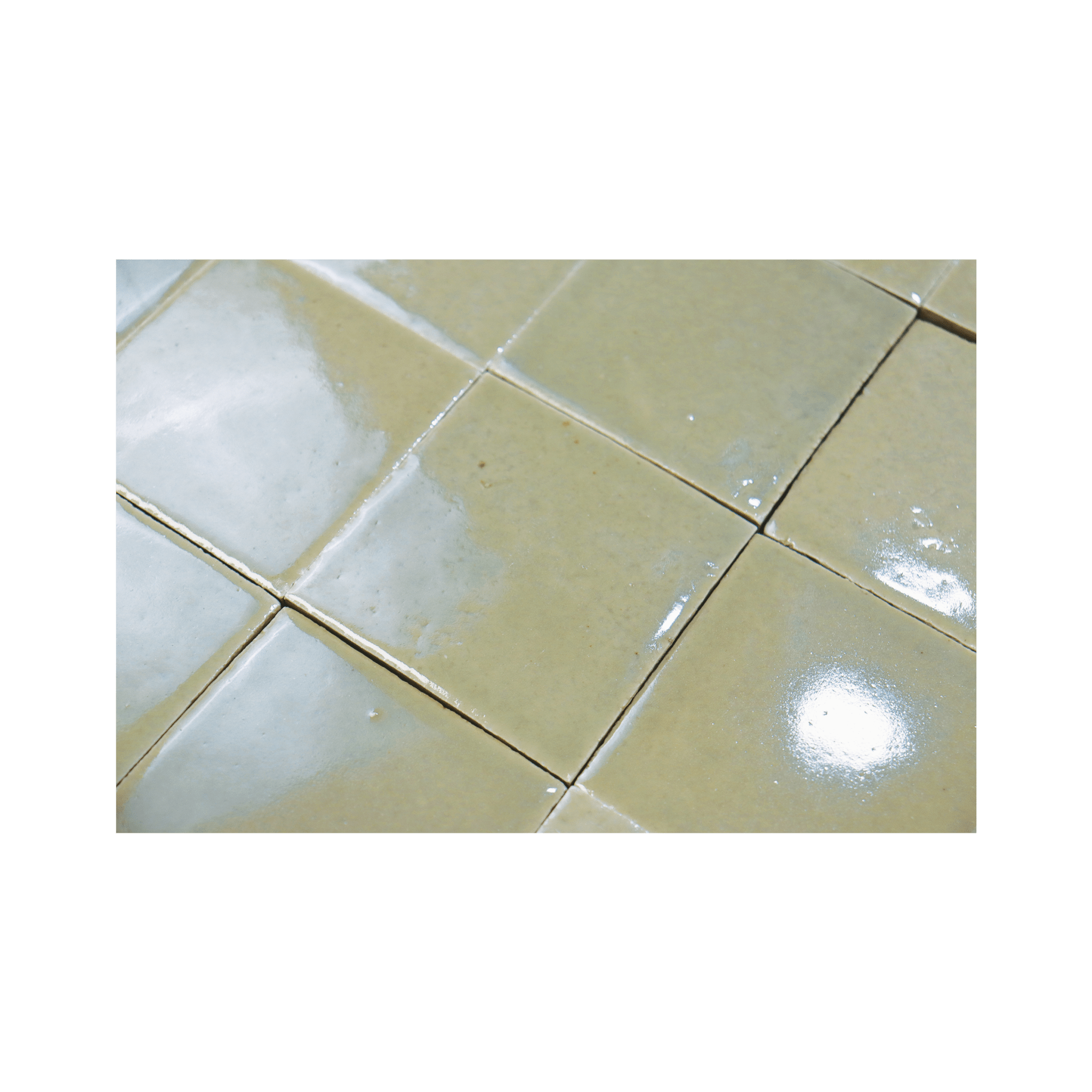 Stoneware 3.5x3.5 Barley Green Glossy Tile - Cemento Collection
