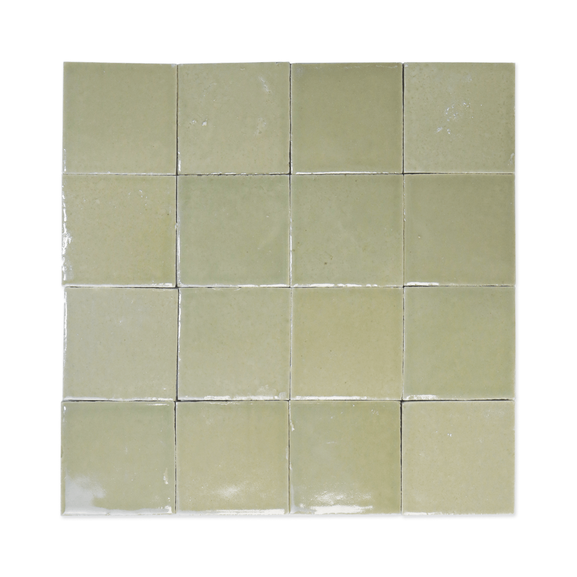 Stoneware 3.5x3.5 Barley Green Glossy Tile - Cemento Collection