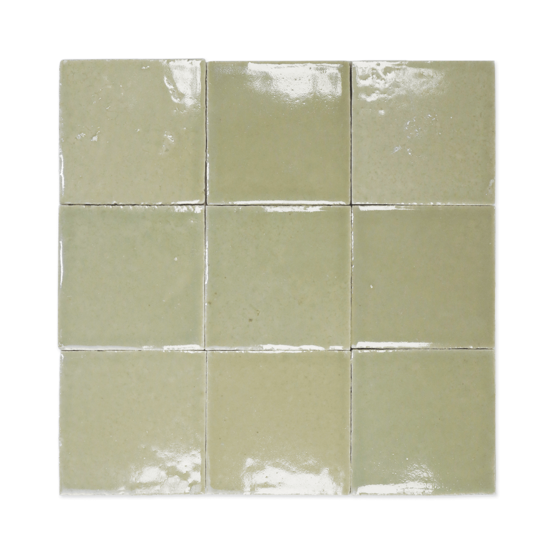 Stoneware 3.5x3.5 Barley Green Glossy Tile - Cemento Collection