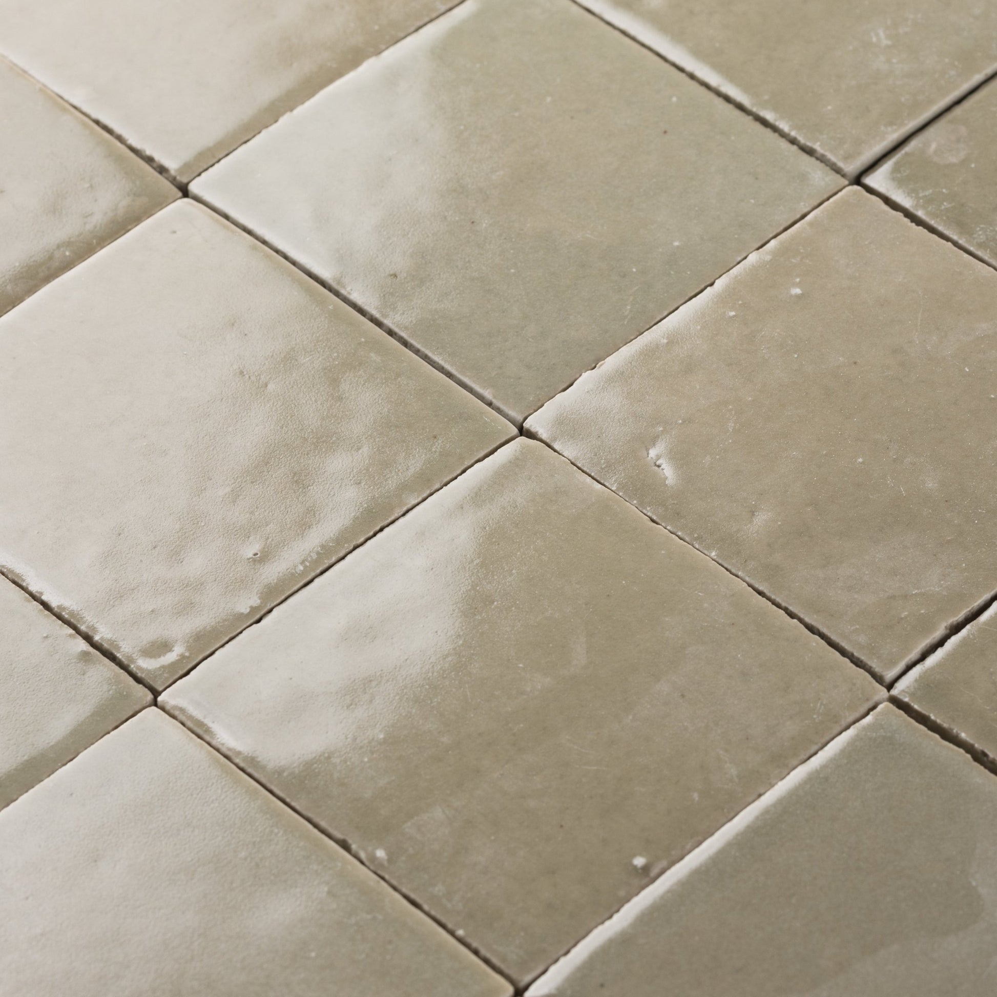 Stoneware 3.5x3.5 Barley Green Glossy Tile - Cemento Collection