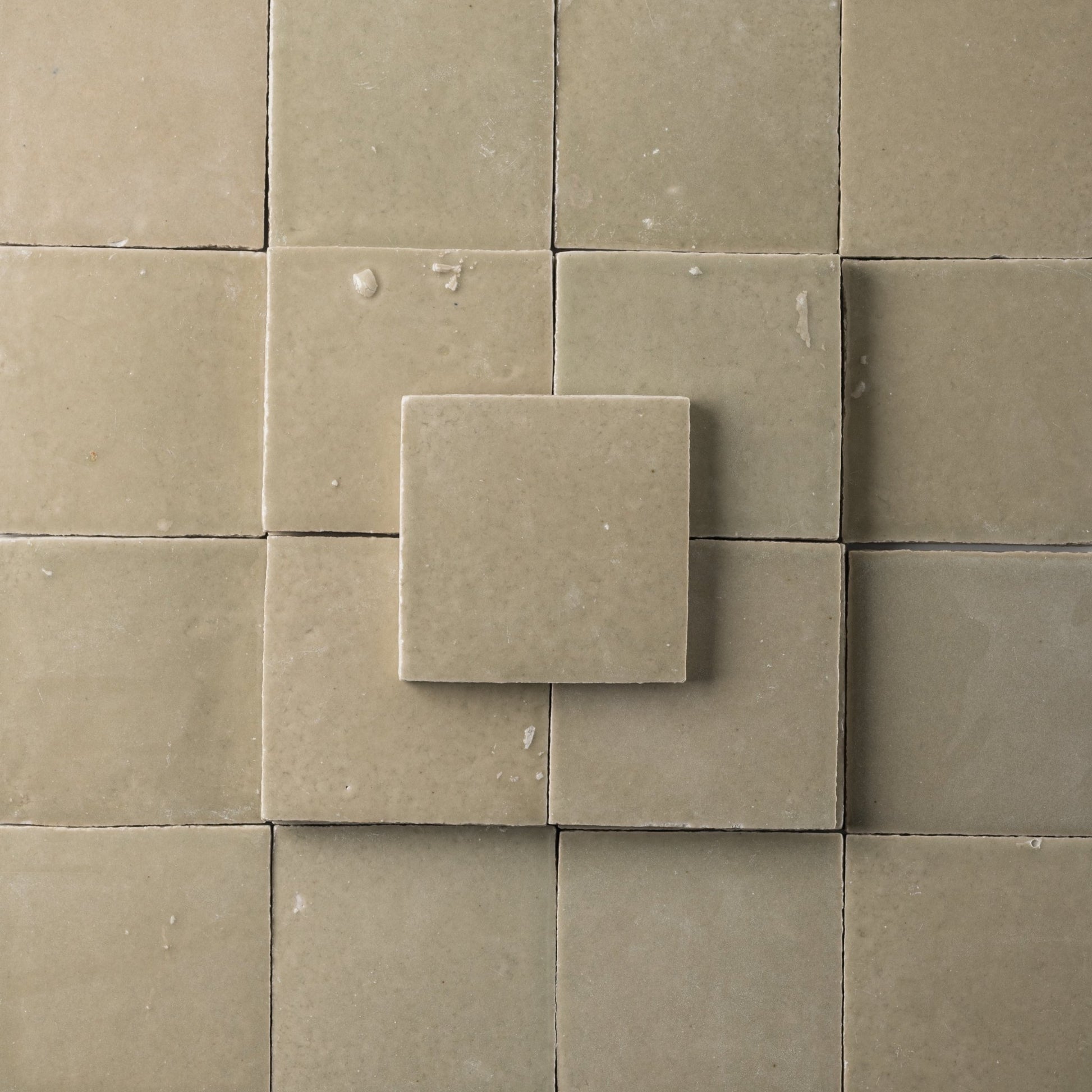 Stoneware 3.5x3.5 Barley Green Glossy Tile - Cemento Collection
