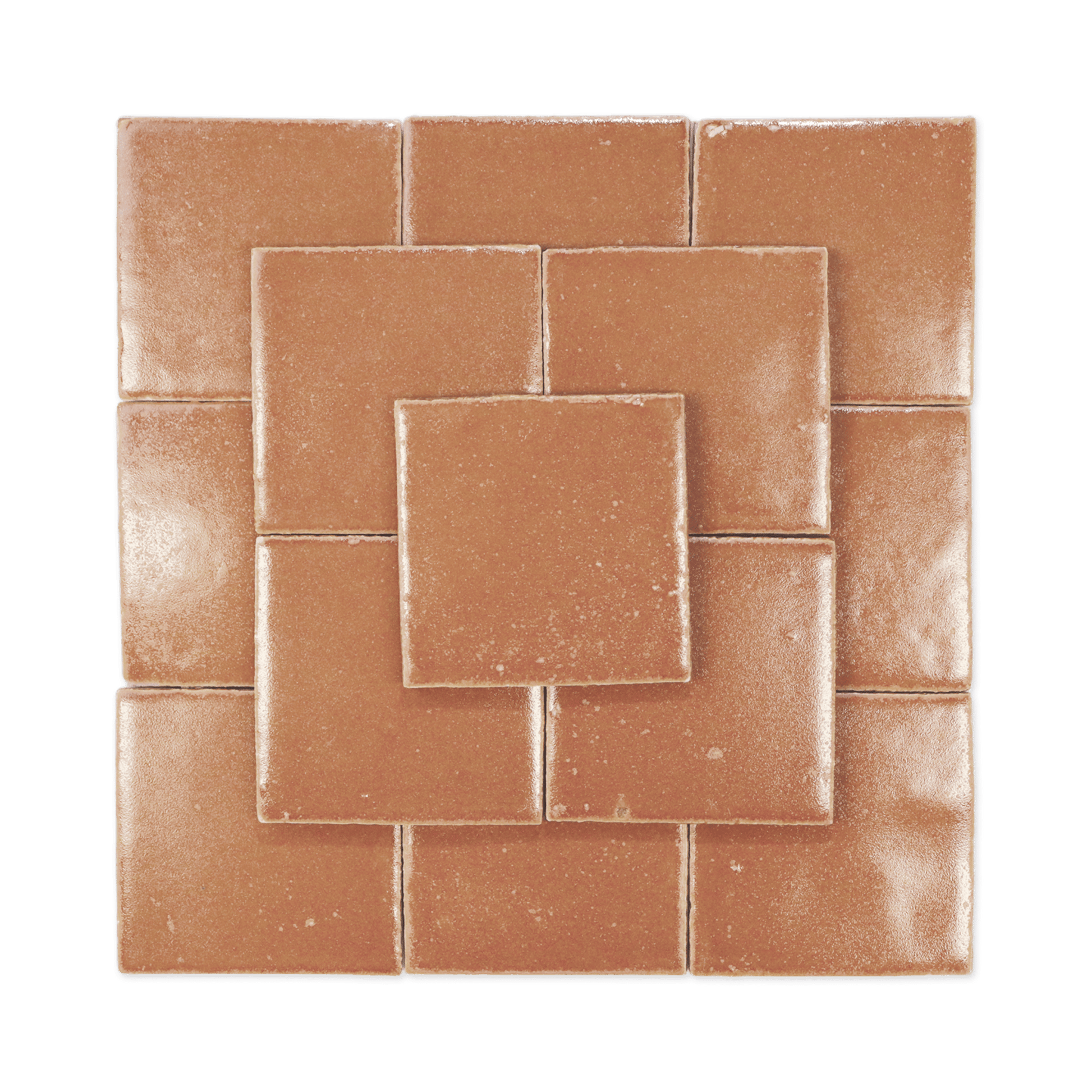 Stoneware 3.5x3.5 Cinnamon Brown Glossy Tile - Cemento Collection