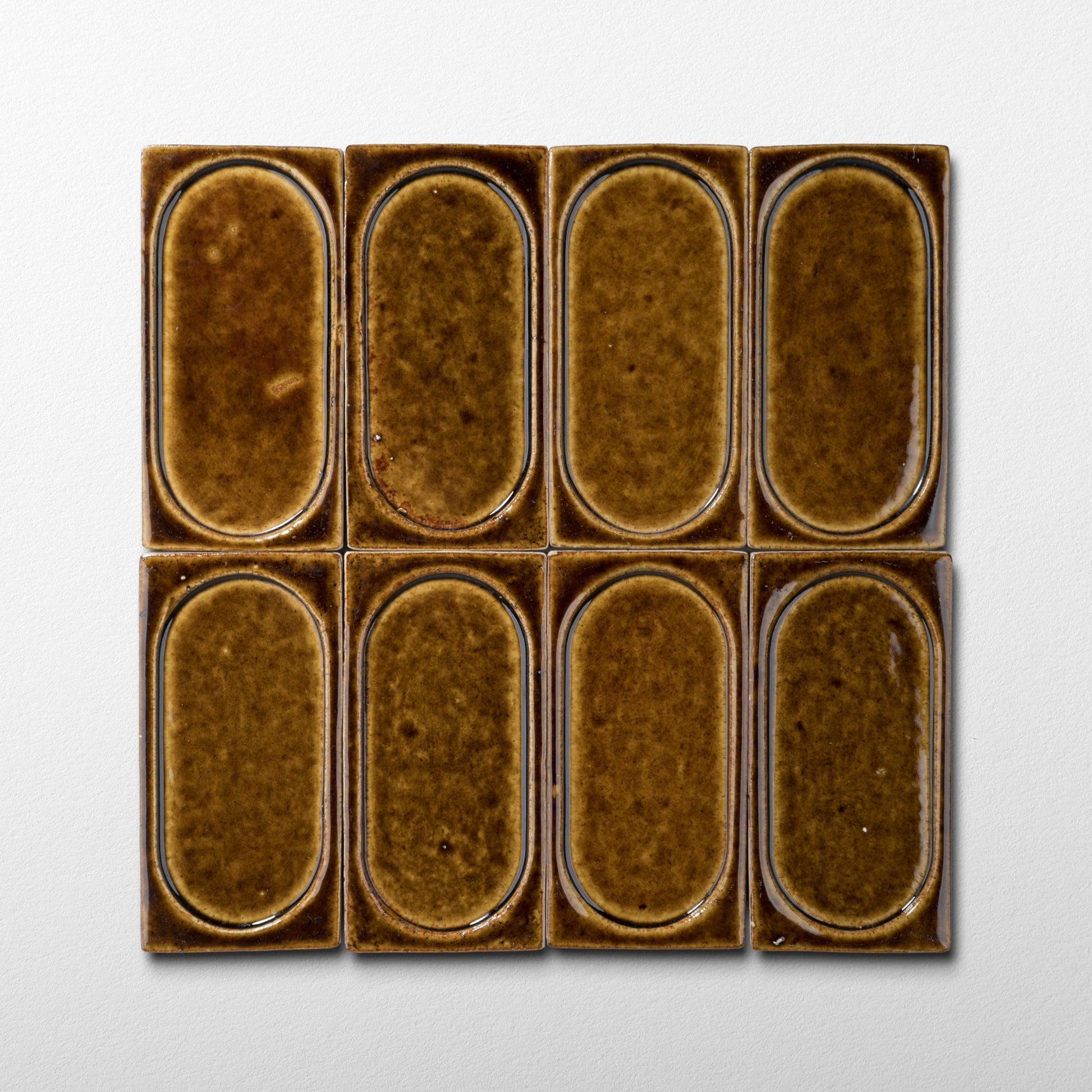 Stoneware 3x6 Chocolate Brown Arched  Glossy Handmade Tile