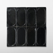 Stoneware 3x6 Coal Black Arched Glossy Tile