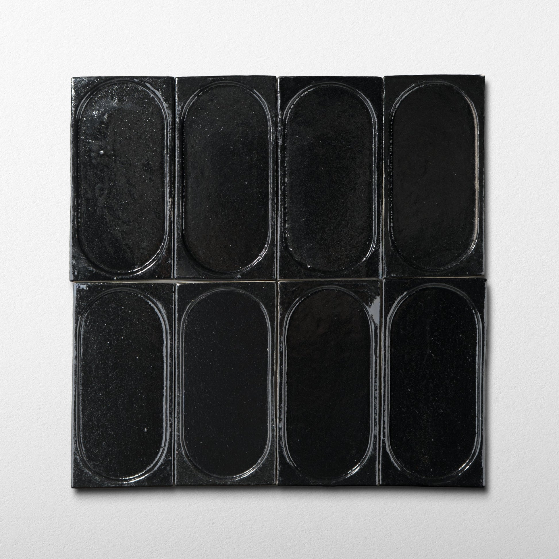 Stoneware 3x6 Coal Black Arched Glossy Tile
