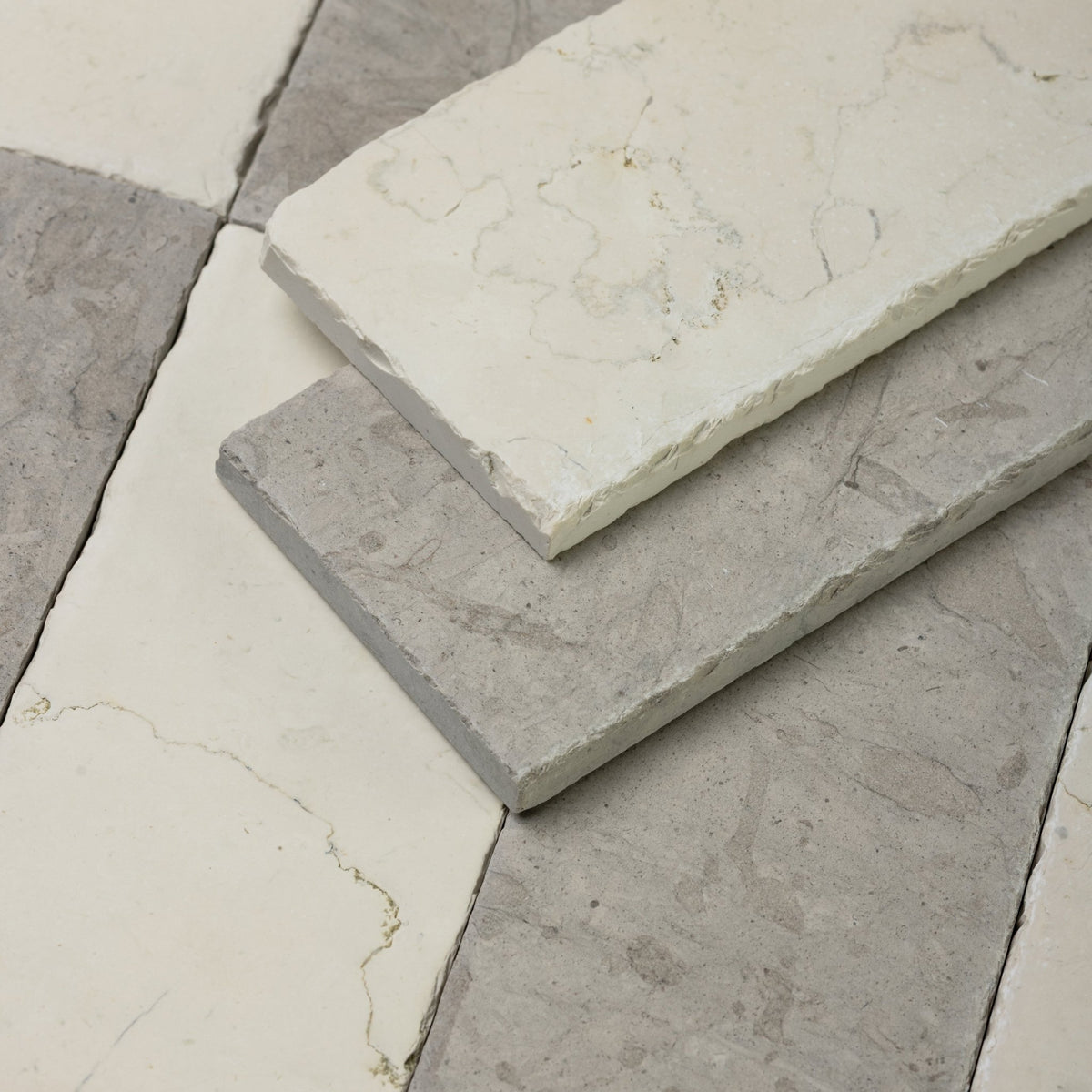 Tala Grey X Bianco Perlino 3x12 Patina Checker Tile - Cemento Collection