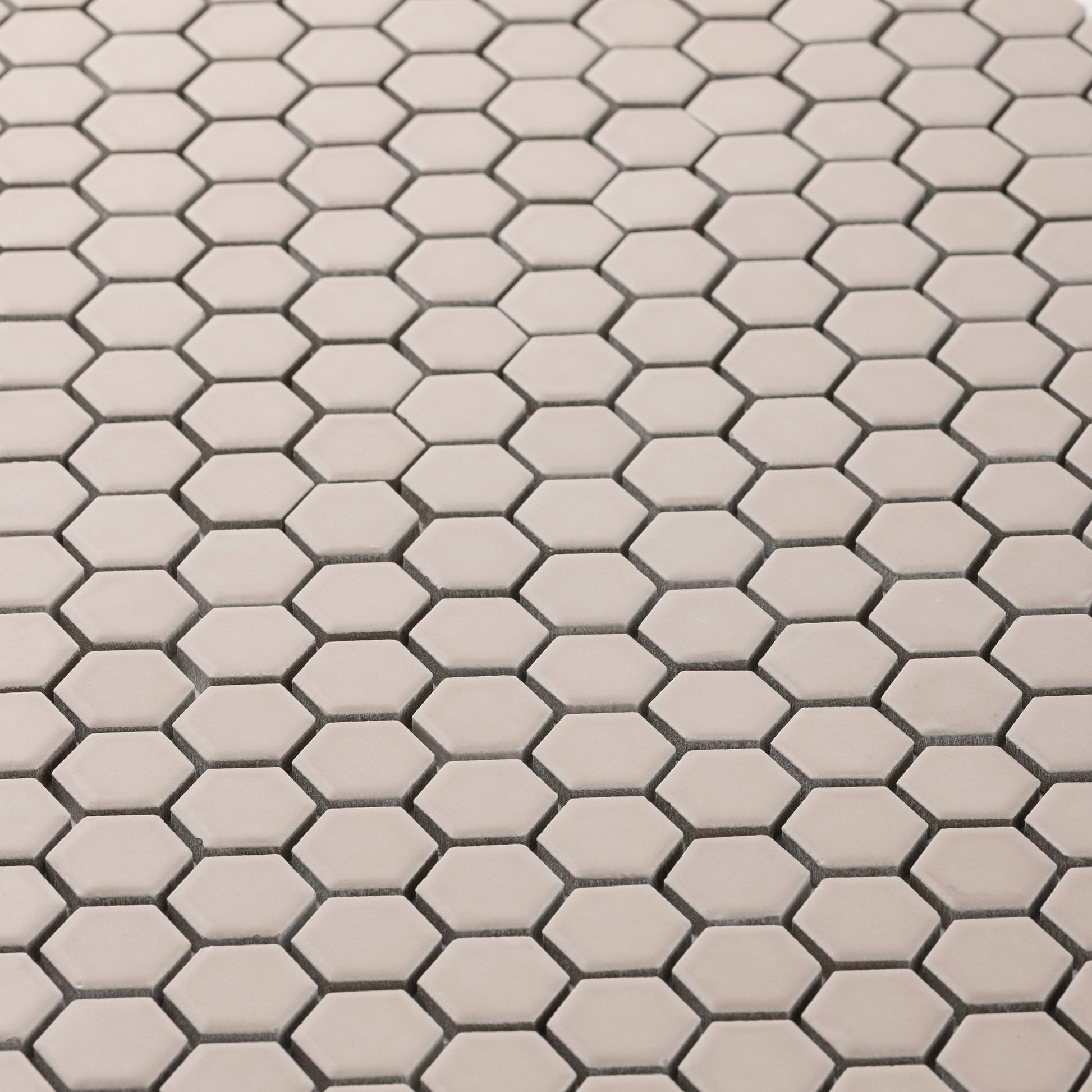 Tan 1" Hexagon Matte Porcelain Mosaic Tile - Cemento Collection