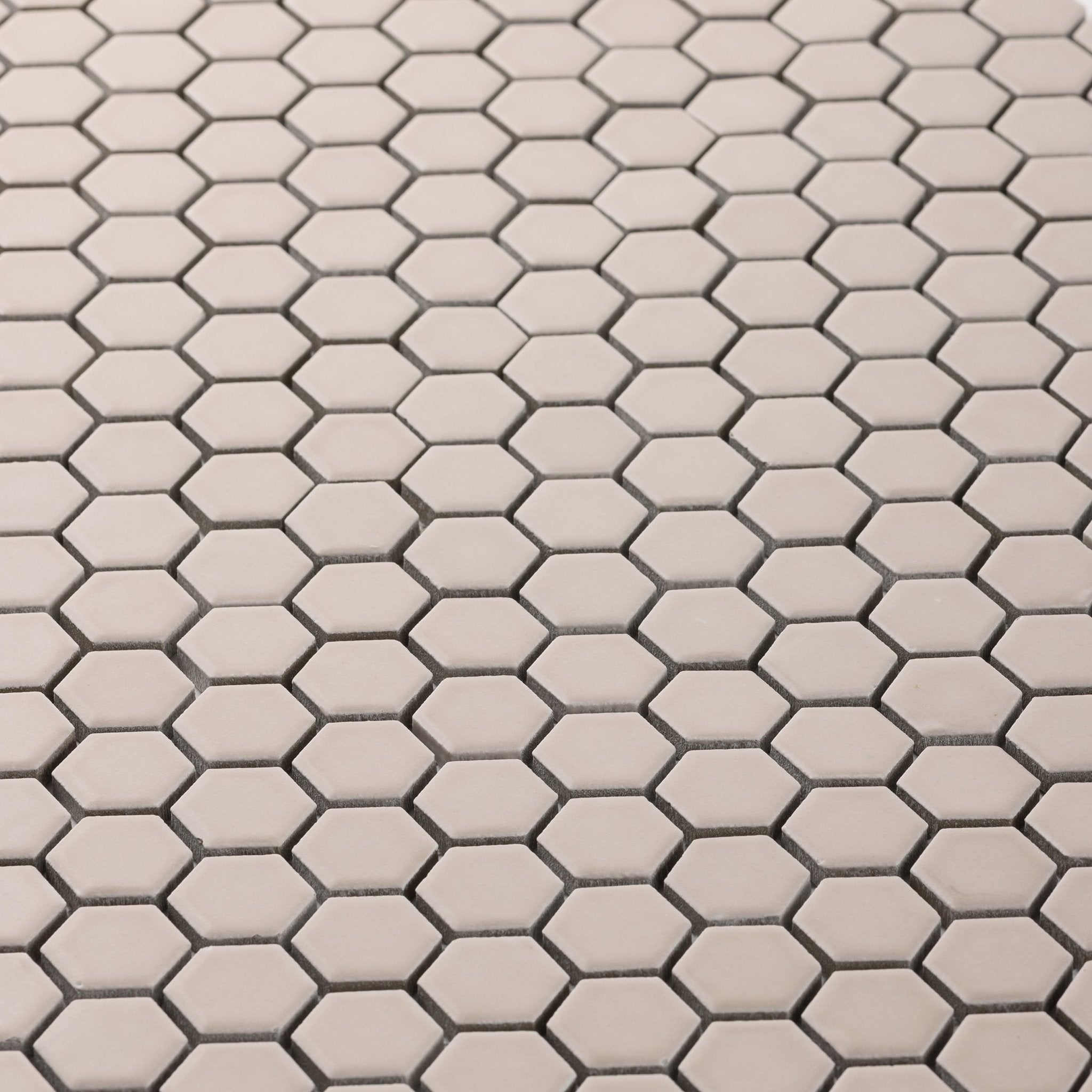 Tan 1" Hexagon Matte Porcelain Mosaic Tile - Cemento Collection