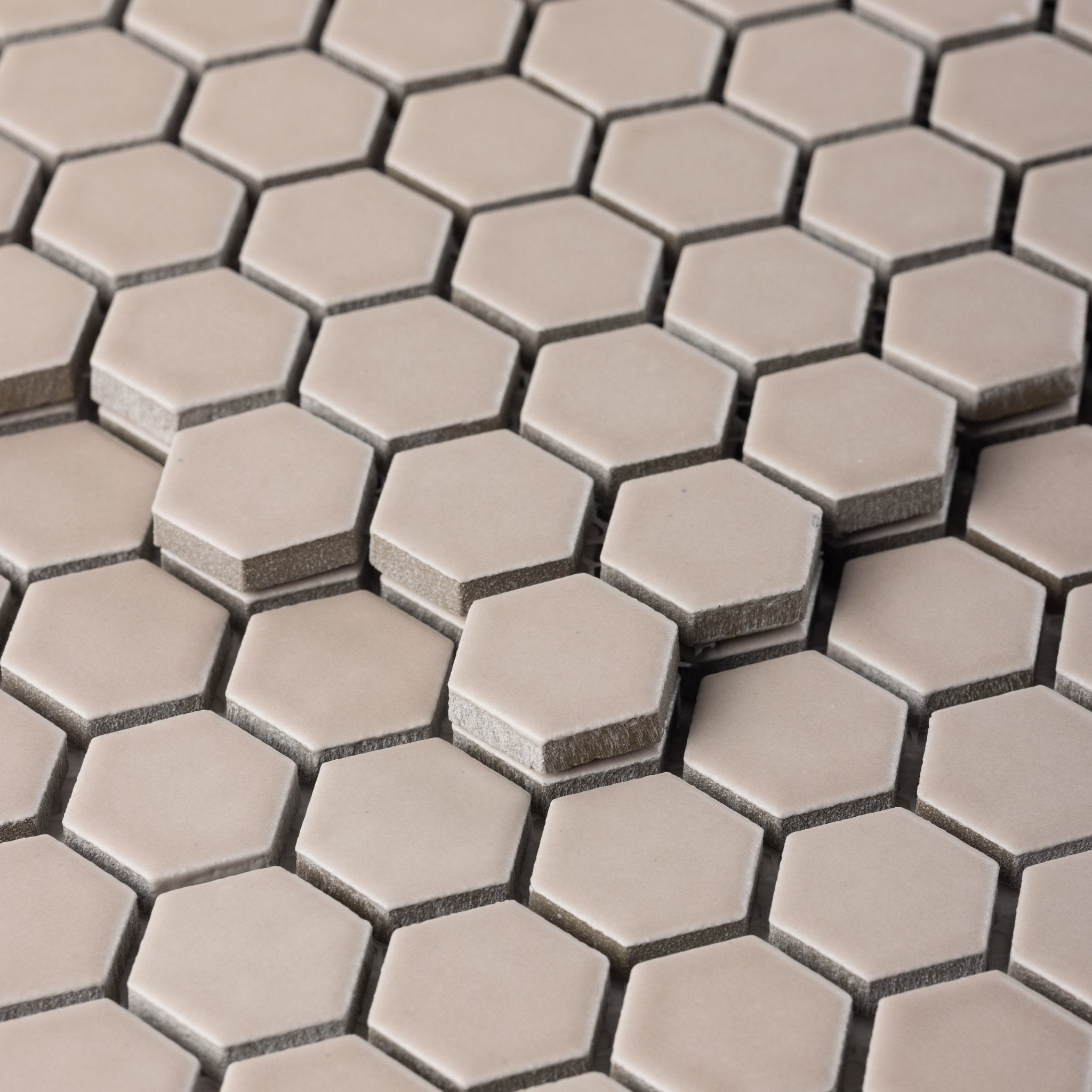 Tan 1" Hexagon Matte Porcelain Mosaic Tile - Cemento Collection