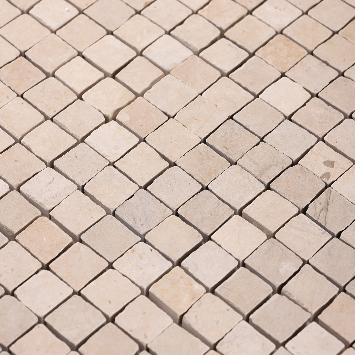 Thala Beige 1x1 Patina Marble Mosaic Tile - Cemento Collection