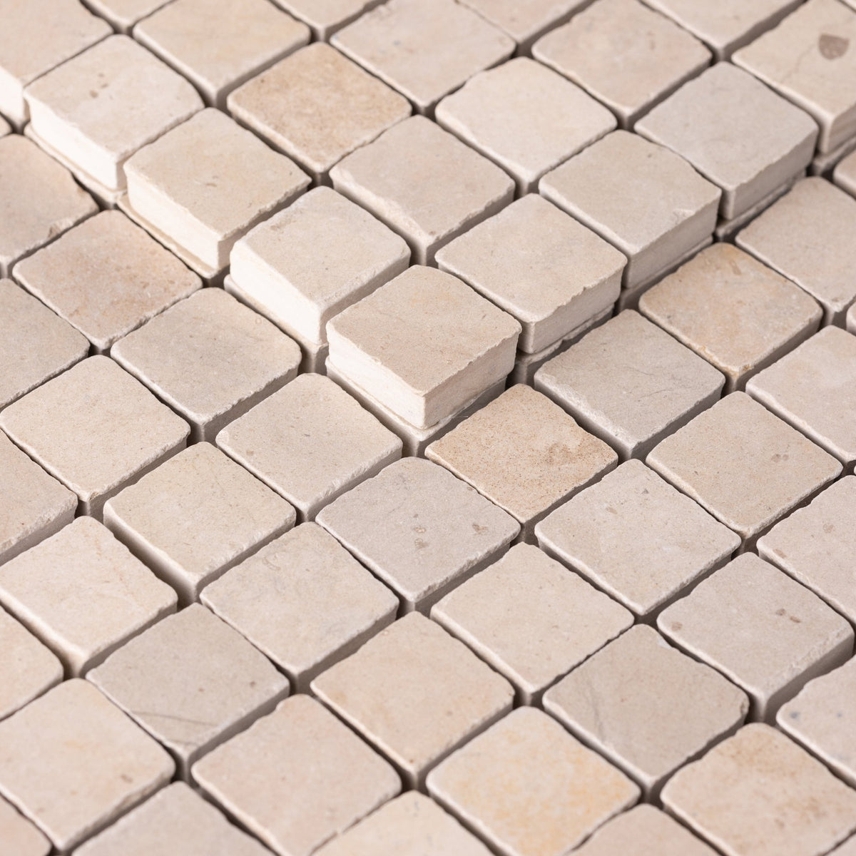 Thala Beige 1x1 Patina Marble Mosaic Tile - Cemento Collection