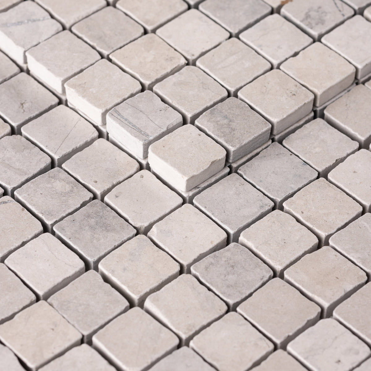 Thala Grey 1x1 Patina Marble Mosaic Tile - Cemento Collection
