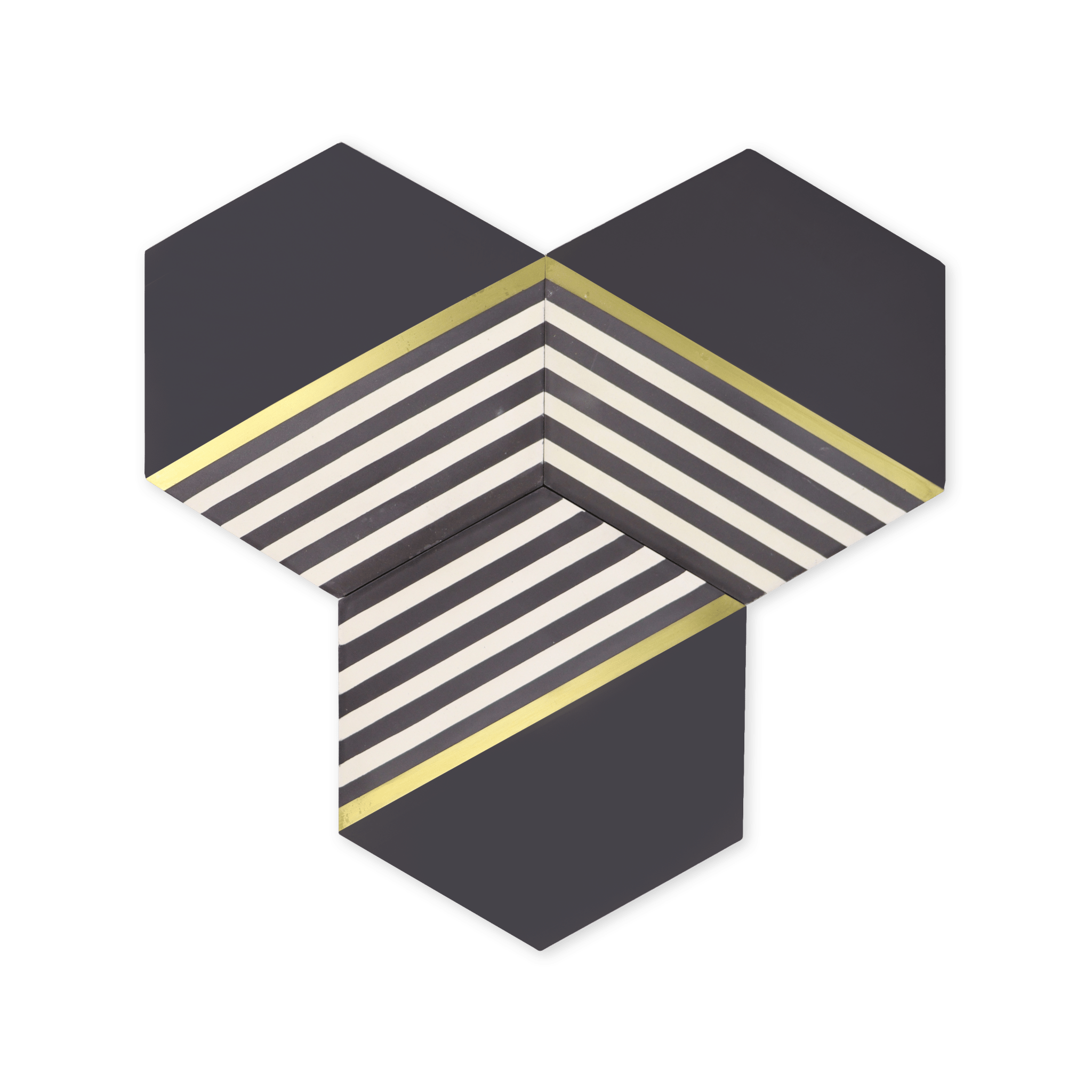 Tie Clip® Hexagon Cement Tile with Brass Inlay - Lot of 111 Sq ft - Cemento Collection