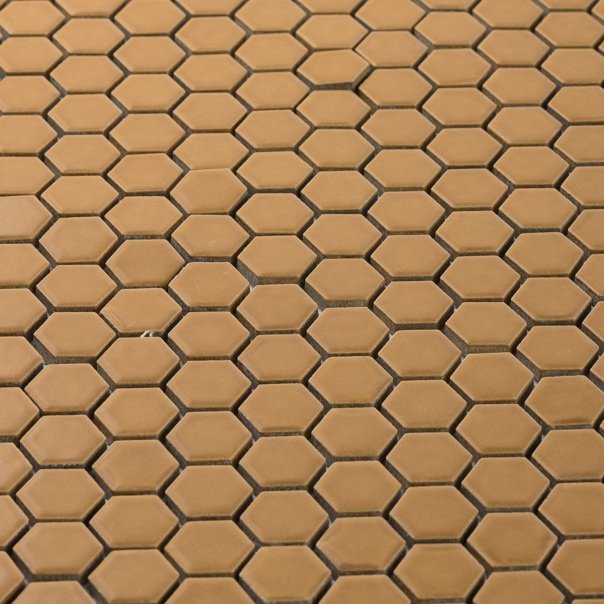 Tobacco Brown 1" Hexagon Matte Porcelain Mosaic Tile - Cemento Collection