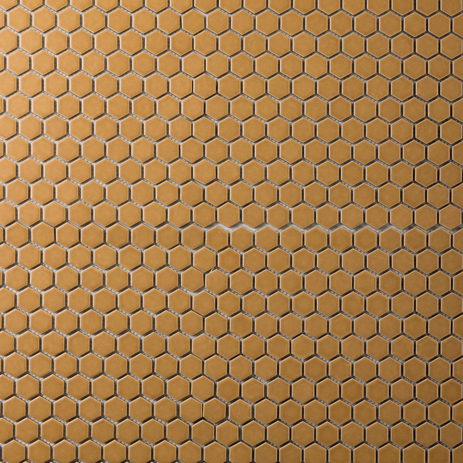 Tobacco Brown 1" Hexagon Matte Porcelain Mosaic Tile - Cemento Collection