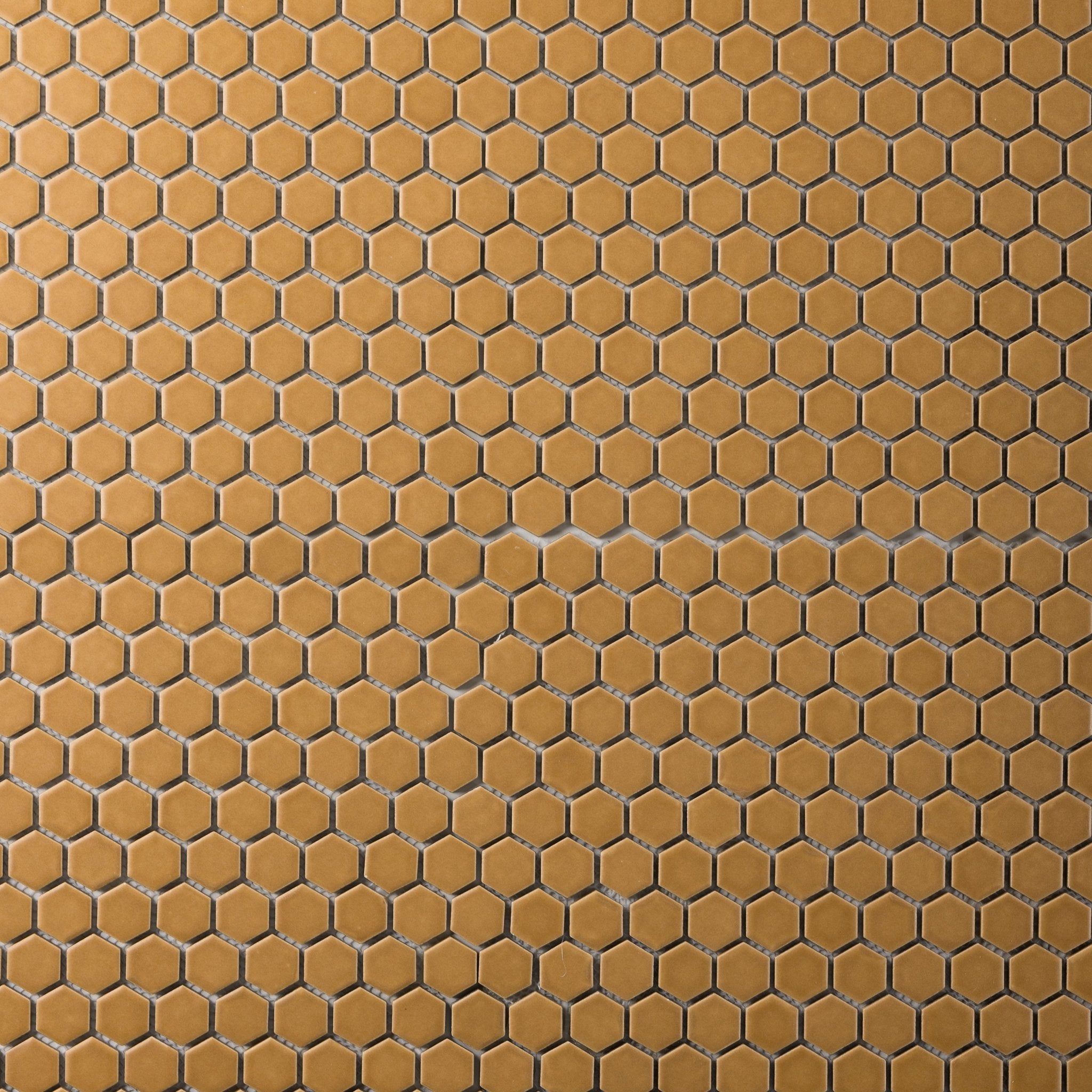 Tobacco Brown 1" Hexagon Matte Porcelain Mosaic Tile - Cemento Collection