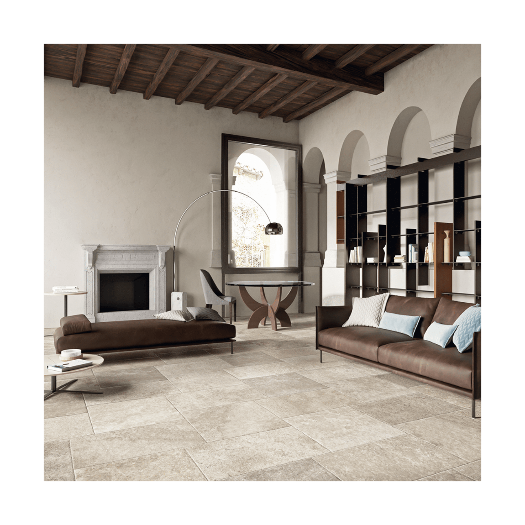 Travertine Tumbled Silver 12x24 Porcelain Tile - Cemento Collection