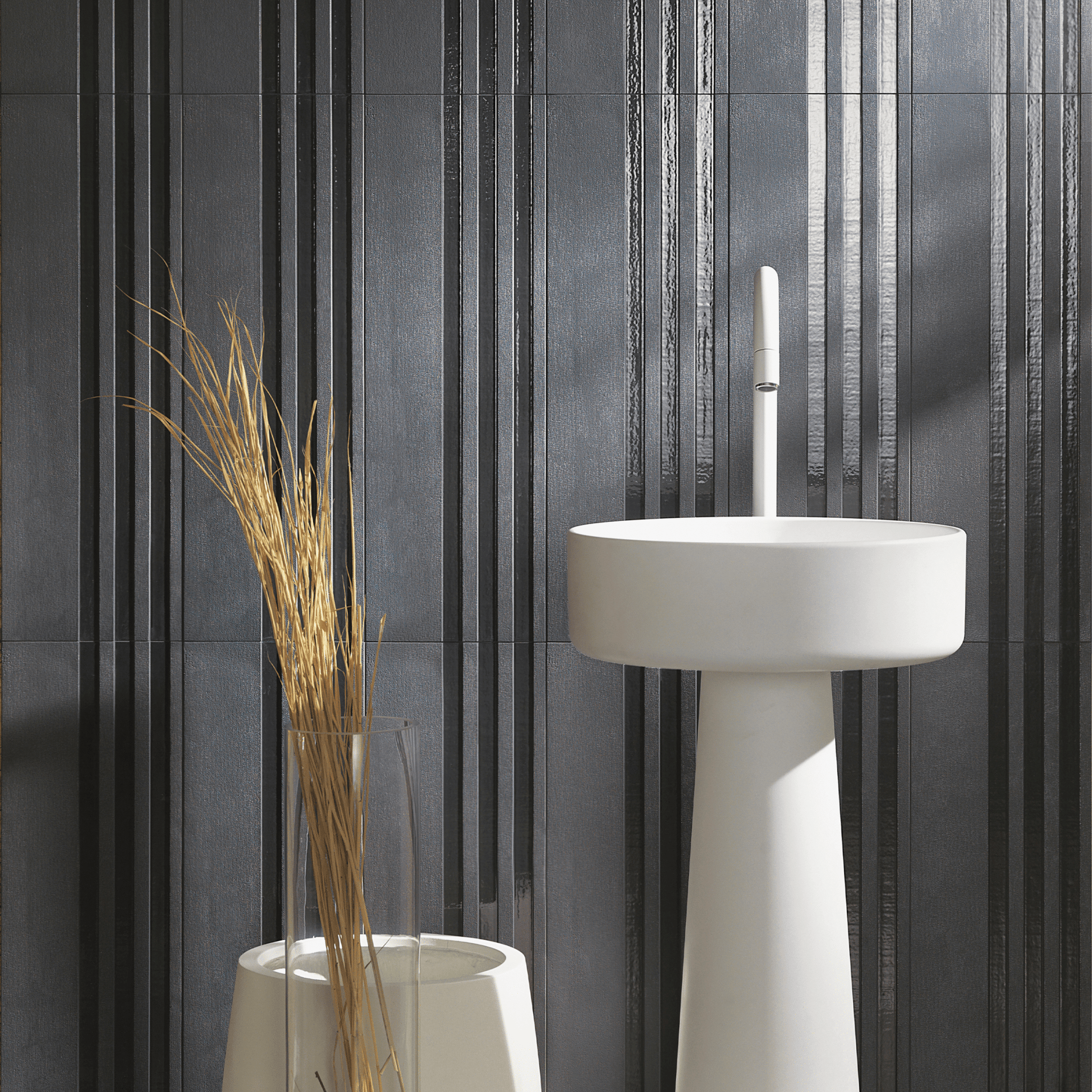 Tuscany Stripe Midnight Blue 9x28 Porcelain Tile - Cemento Collection