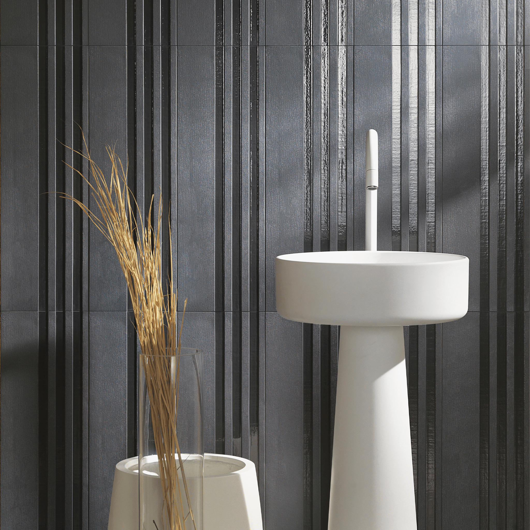 Tuscany Stripe Midnight Blue 9x28 Porcelain Tile - Cemento Collection