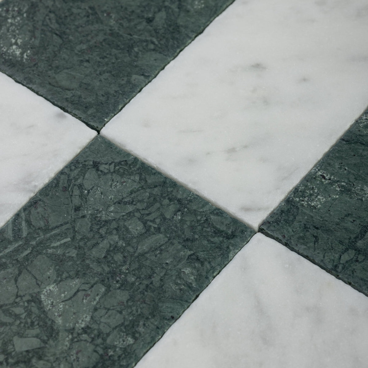 Verde Alpi X Bianco Carrara 3x12 Patina Checker Tile - Cemento Collection