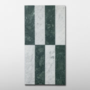 Verde Alpi X Bianco Carrara 3x12 Patina Checker Tile - Cemento Collection