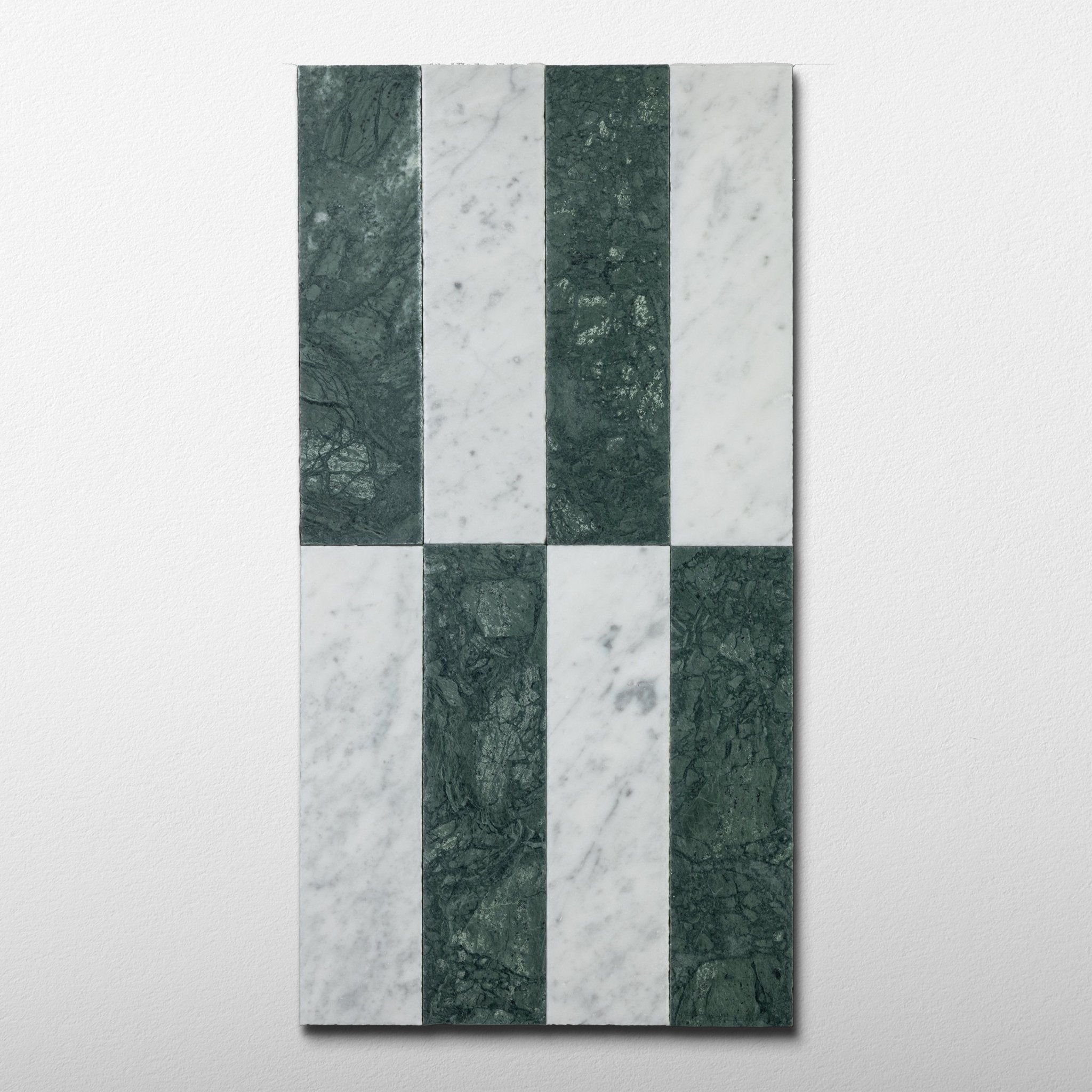 Verde Alpi X Bianco Carrara 3x12 Patina Checker Tile - Cemento Collection