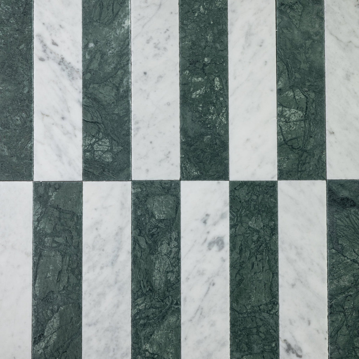 Verde Alpi X Bianco Carrara 3x12 Patina Checker Tile - Cemento Collection