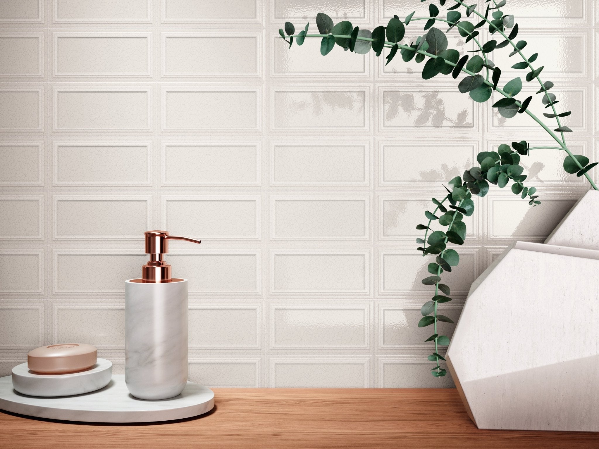 Victorian Snowy Pearl Ceramic Tile - Cemento Collection