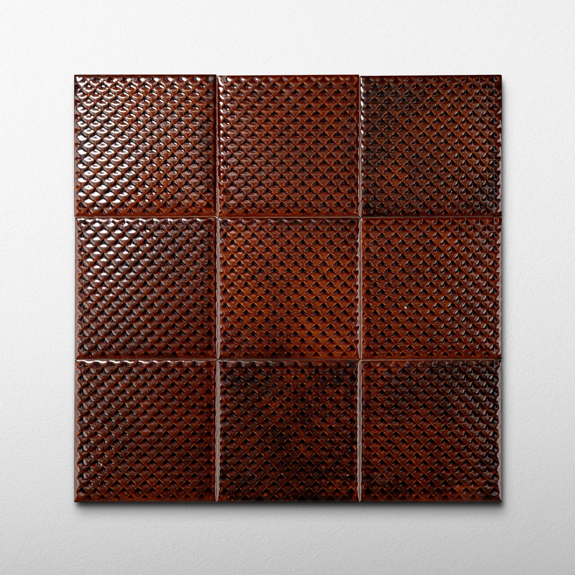 Waffle 4x4 Saffron Red Ceramic Tiles - Cemento Collection