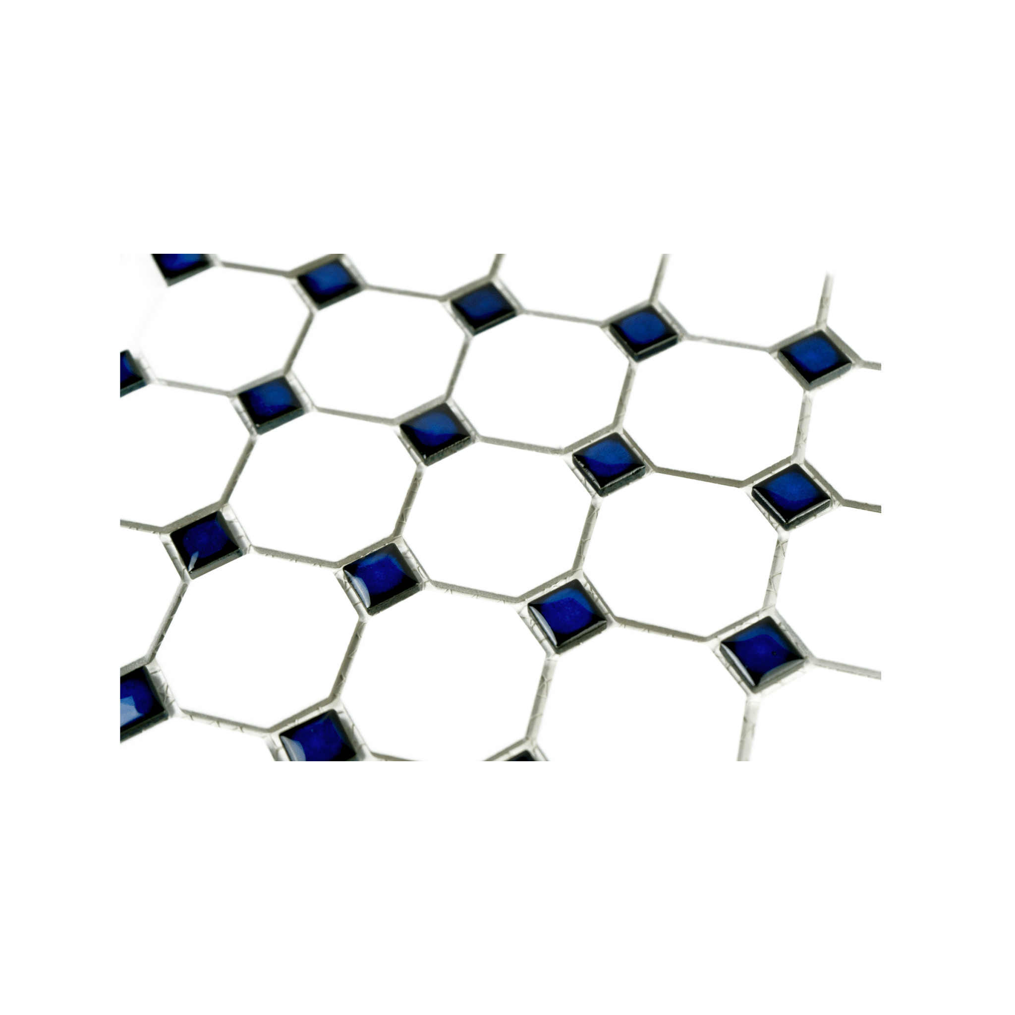 White Matte Octagon with Cobalt Blue Dots - Cemento Collection