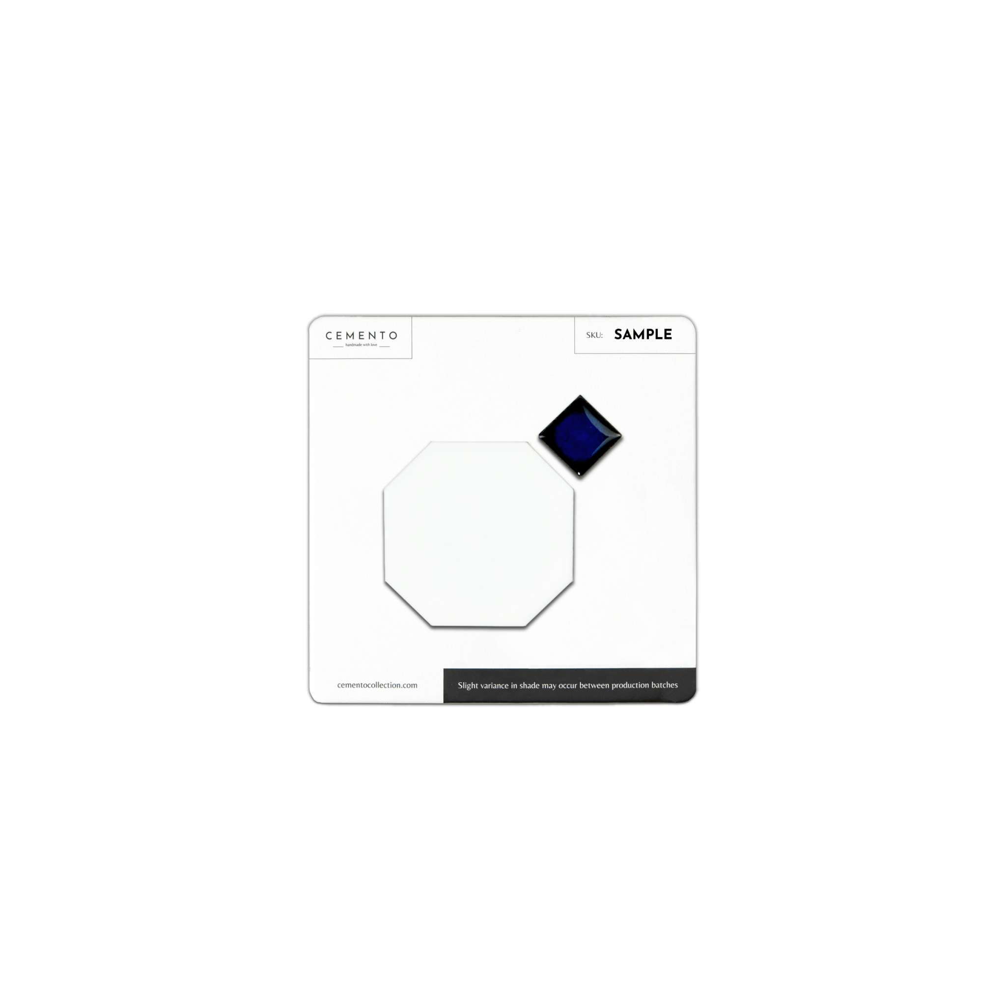 White Matte Octagon with Cobalt Blue Dots - Cemento Collection