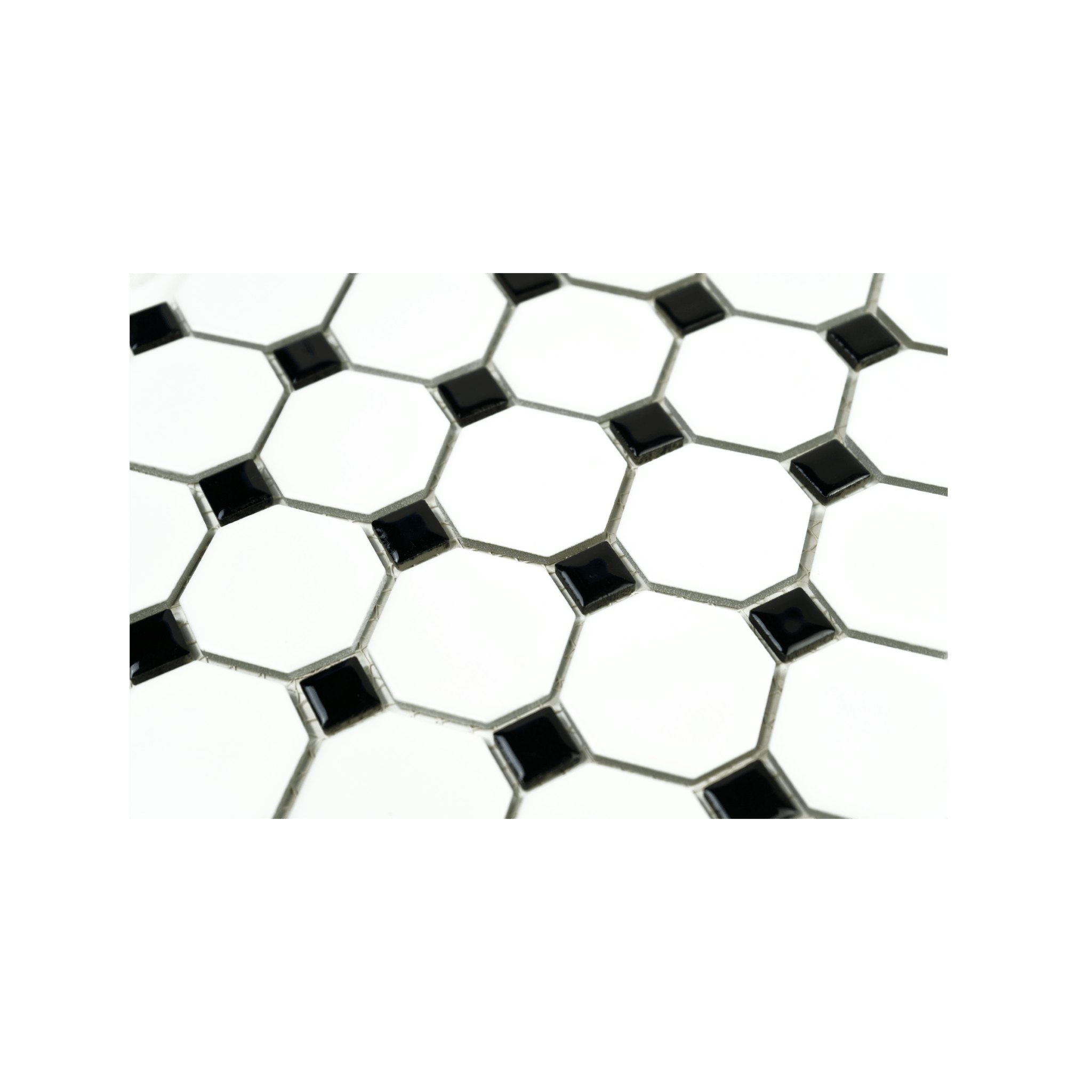 White Matte Octagon with Shiny Black Dots - Cemento Collection