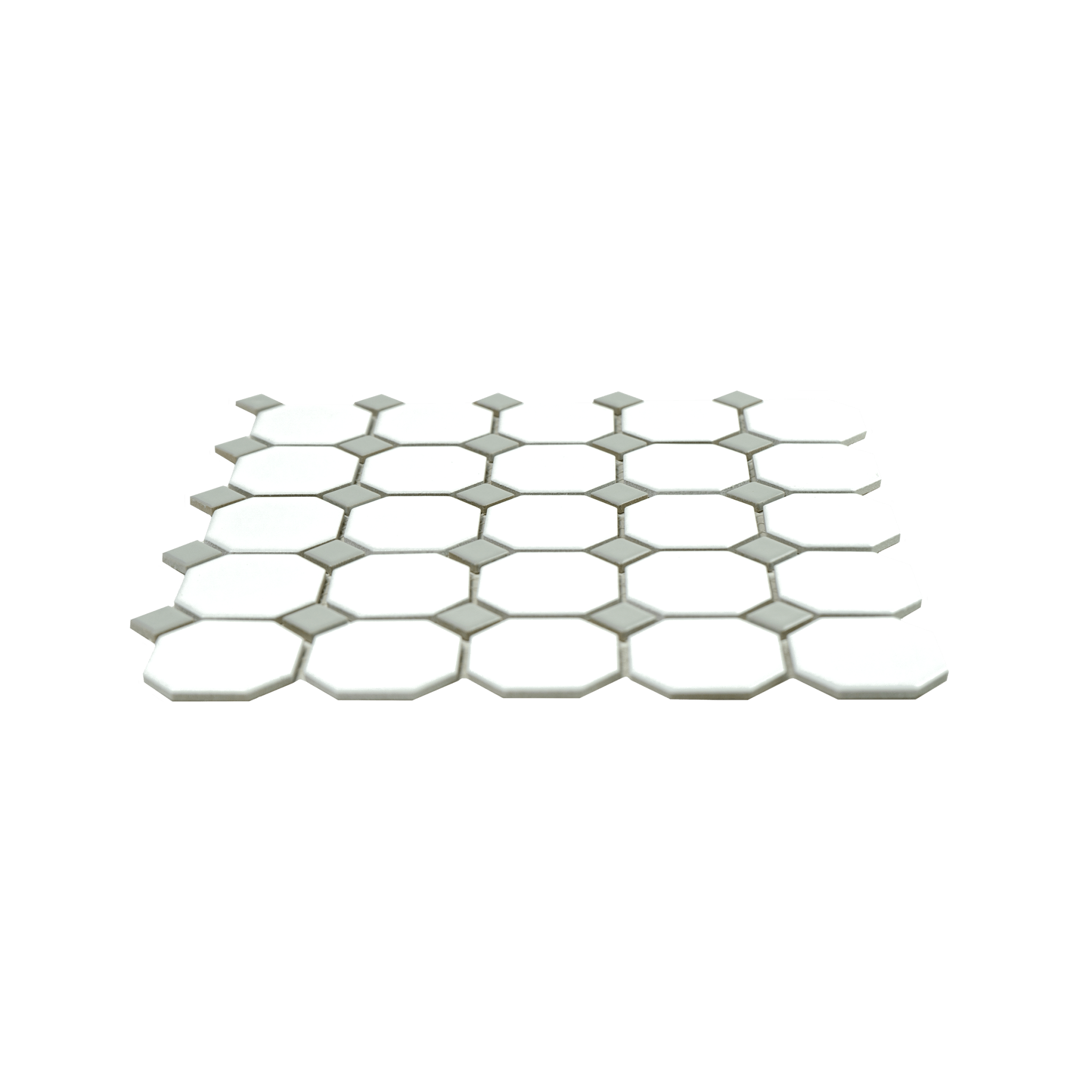 White Matte Octagon with Sterling Grey Dots - Cemento Collection