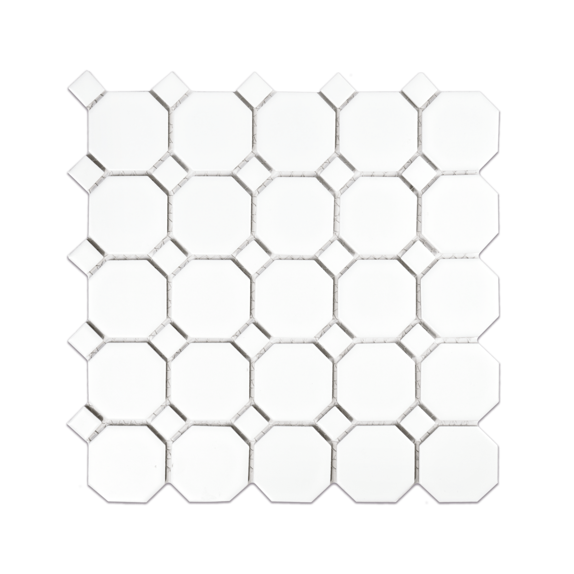 White Matte Octagon with White Dot - Cemento Collection