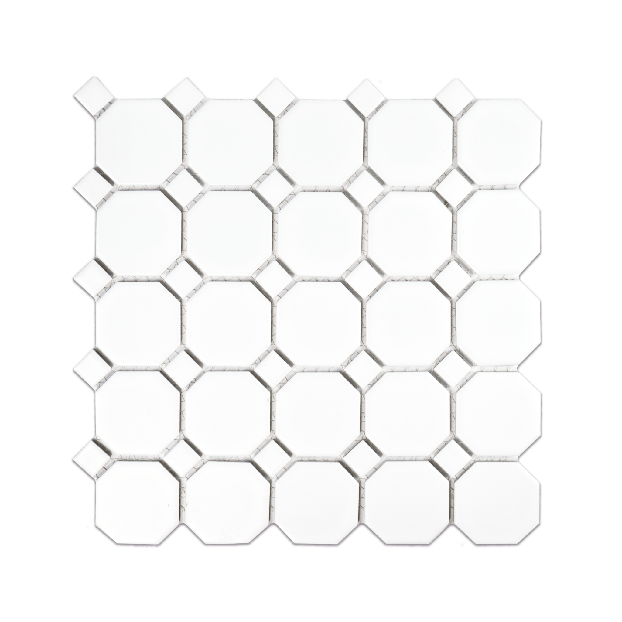 White Matte Octagon with White Dot - Cemento Collection