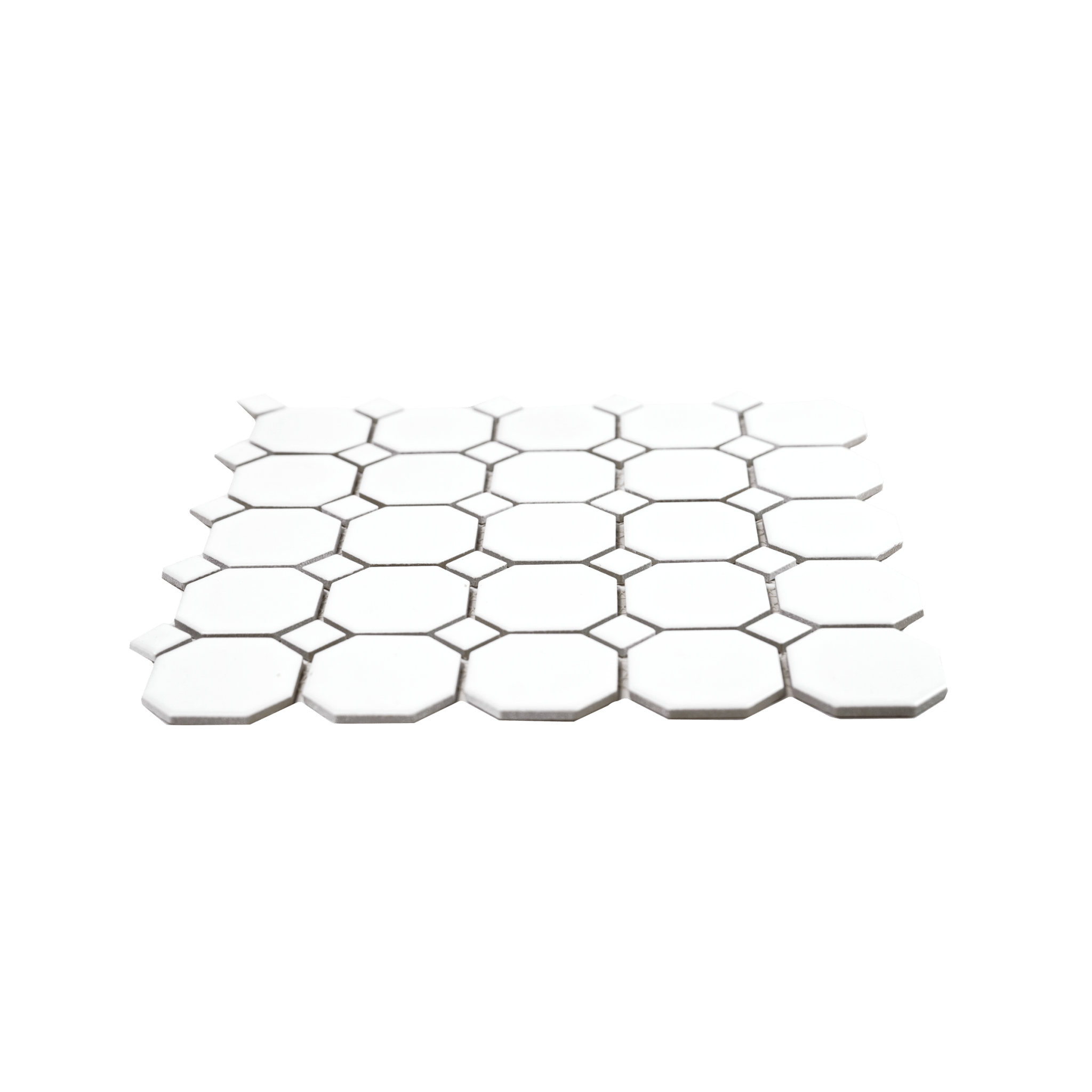 White Matte Octagon with White Dot - Cemento Collection