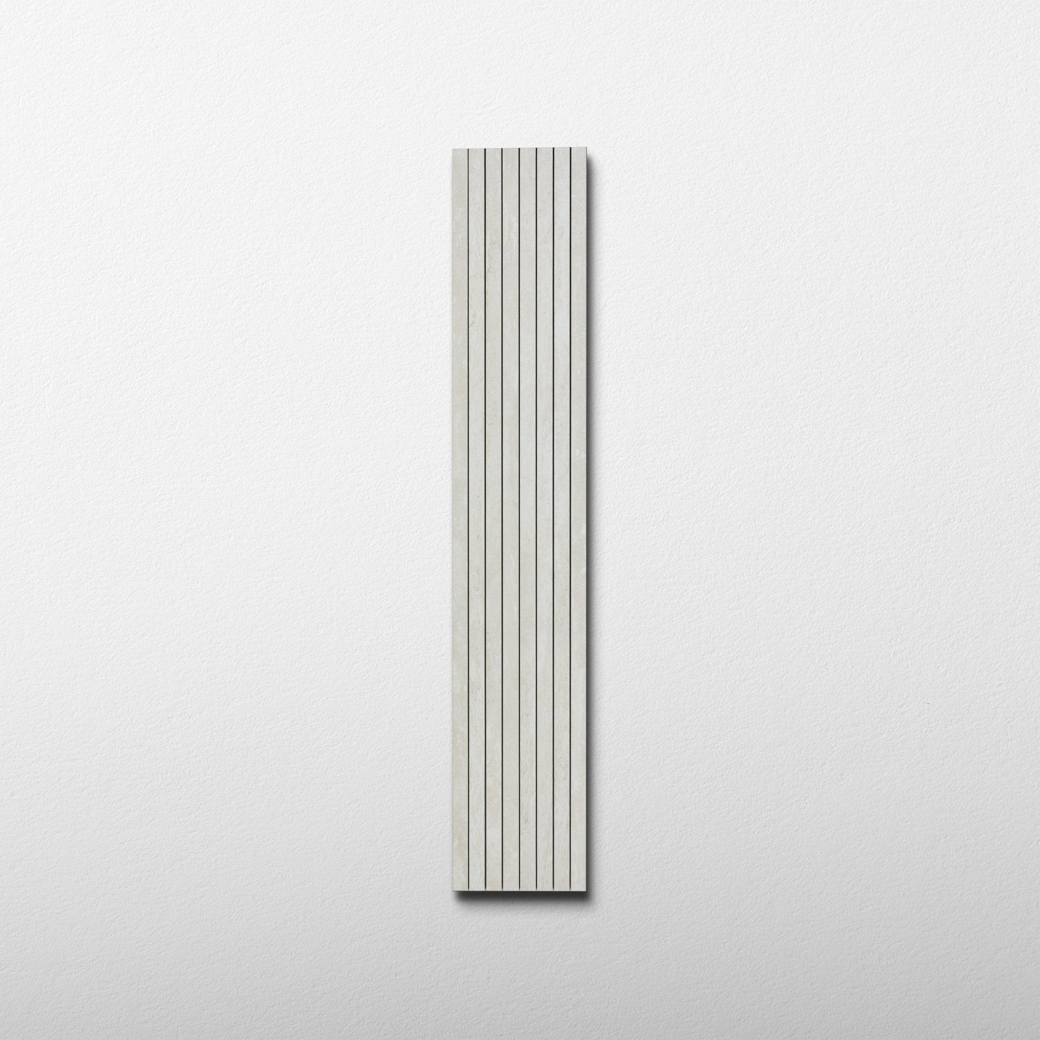 White Travertine 1x48 Strip Porcelain Tile - Cemento Collection