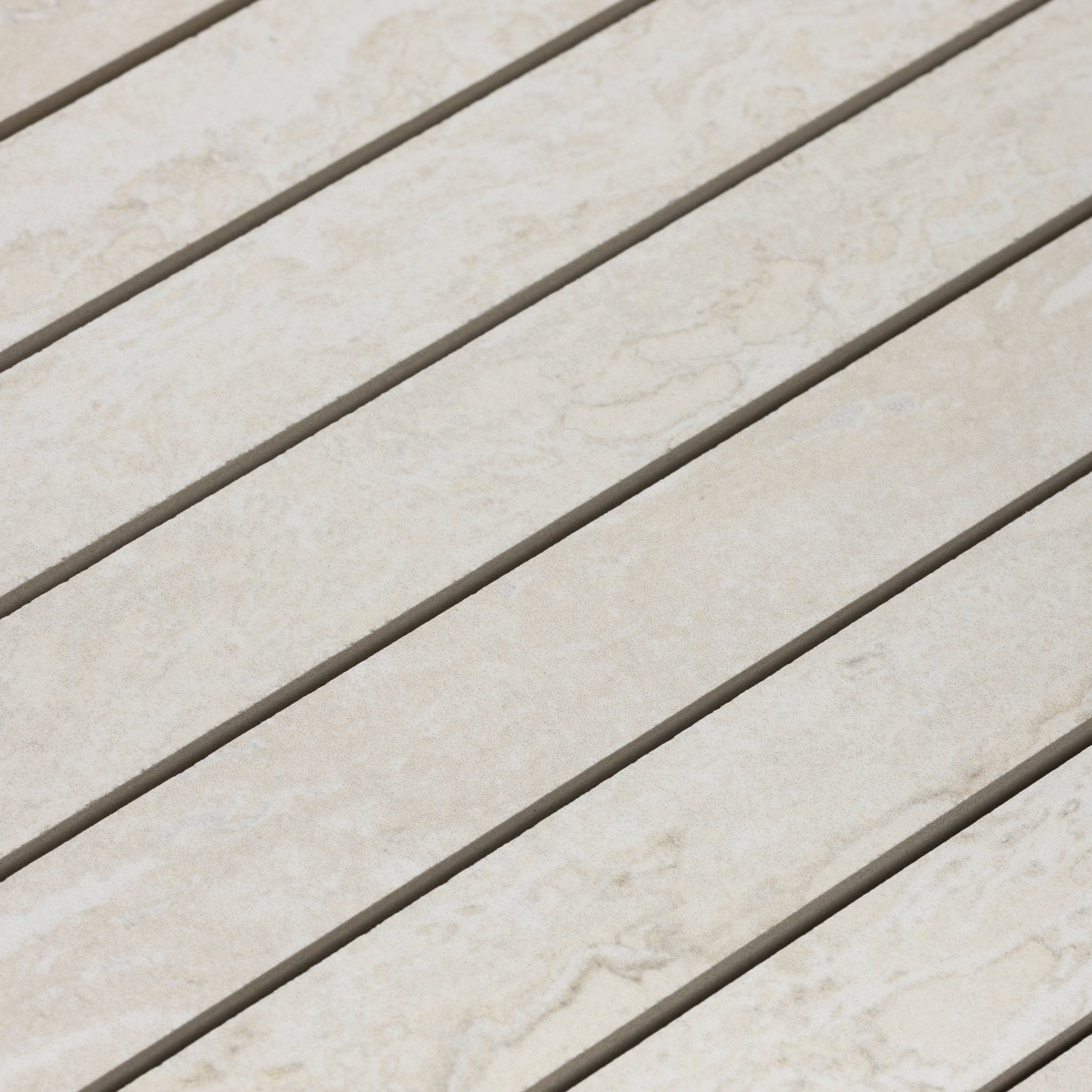 White Travertine 1x48 Strip Porcelain Tile - Cemento Collection