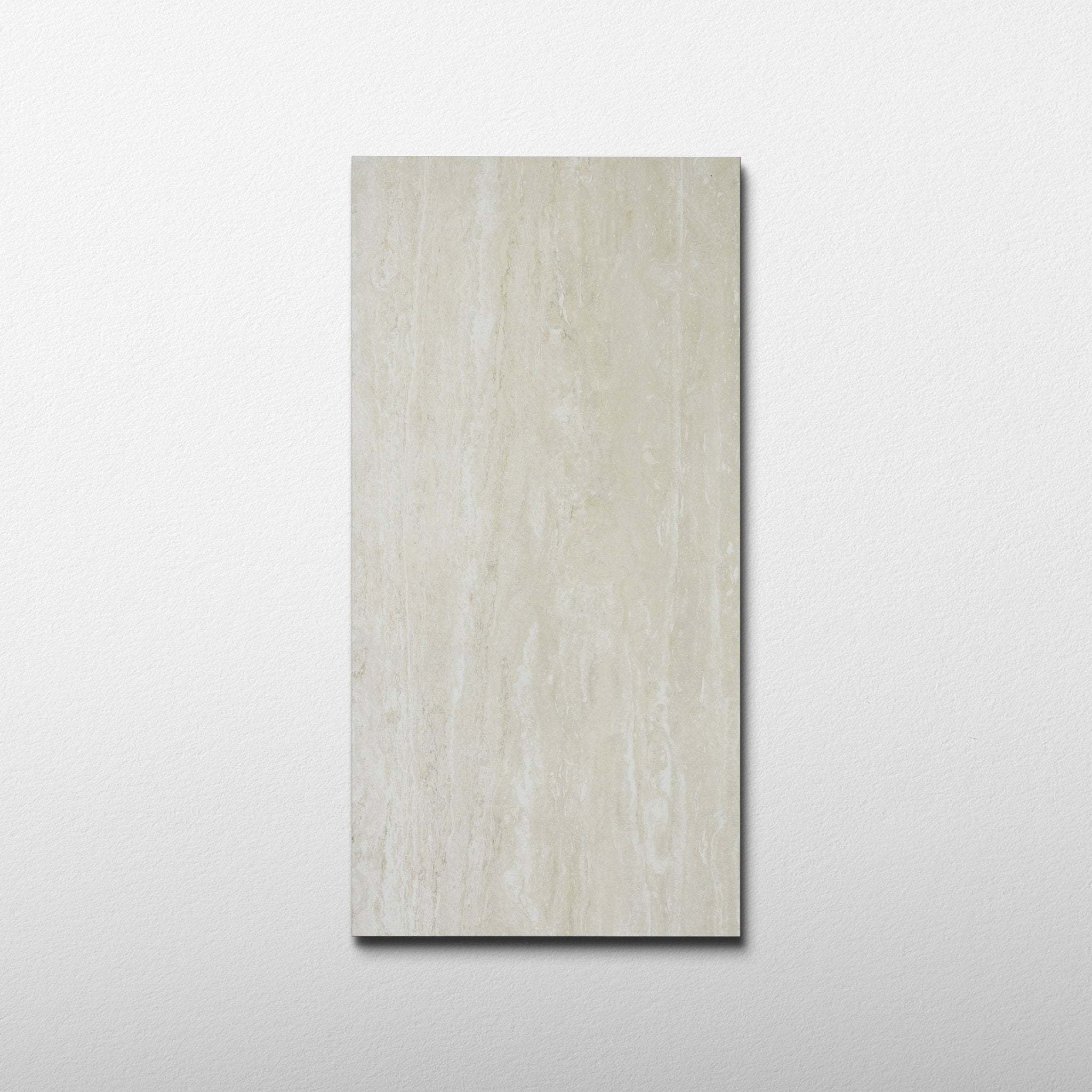 White Travertine 24x48 Vein Cut Porcelain Tile - Cemento Collection