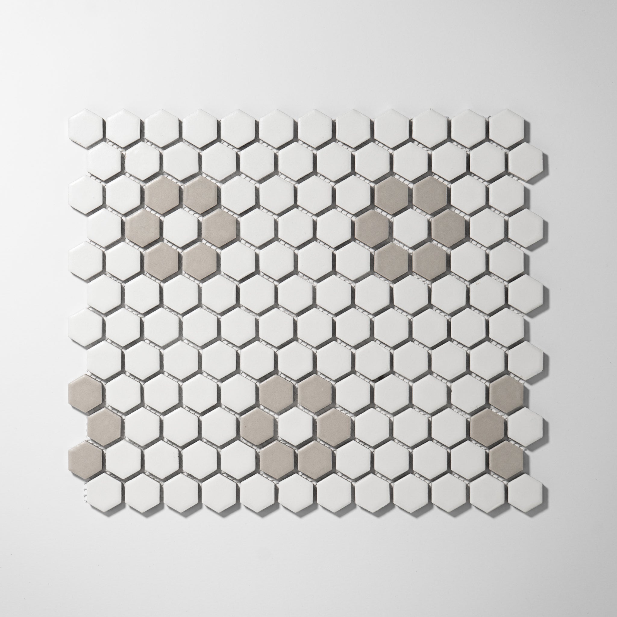 Metro Hex Matte White with Grey Flower Porcelain Mosaic Tile