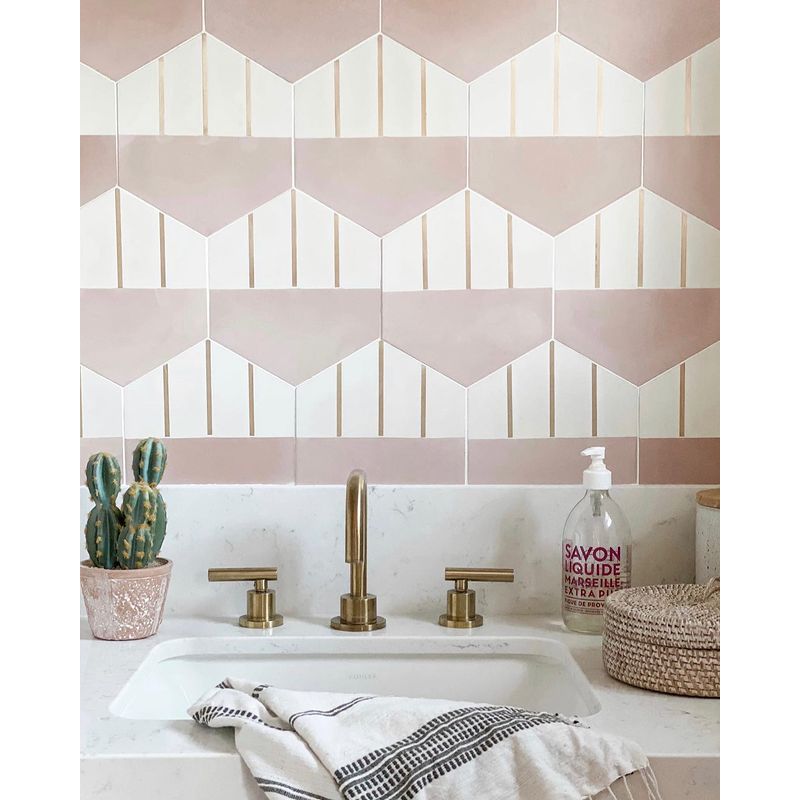 Pink Hexagon Cement Tile