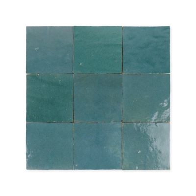 Handmade Moroccan Zellige 4x4 Aquamarine Green Terracotta Tile