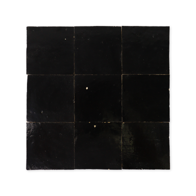 Handmade Moroccan Zellige 4x4 Black Terracotta Tile