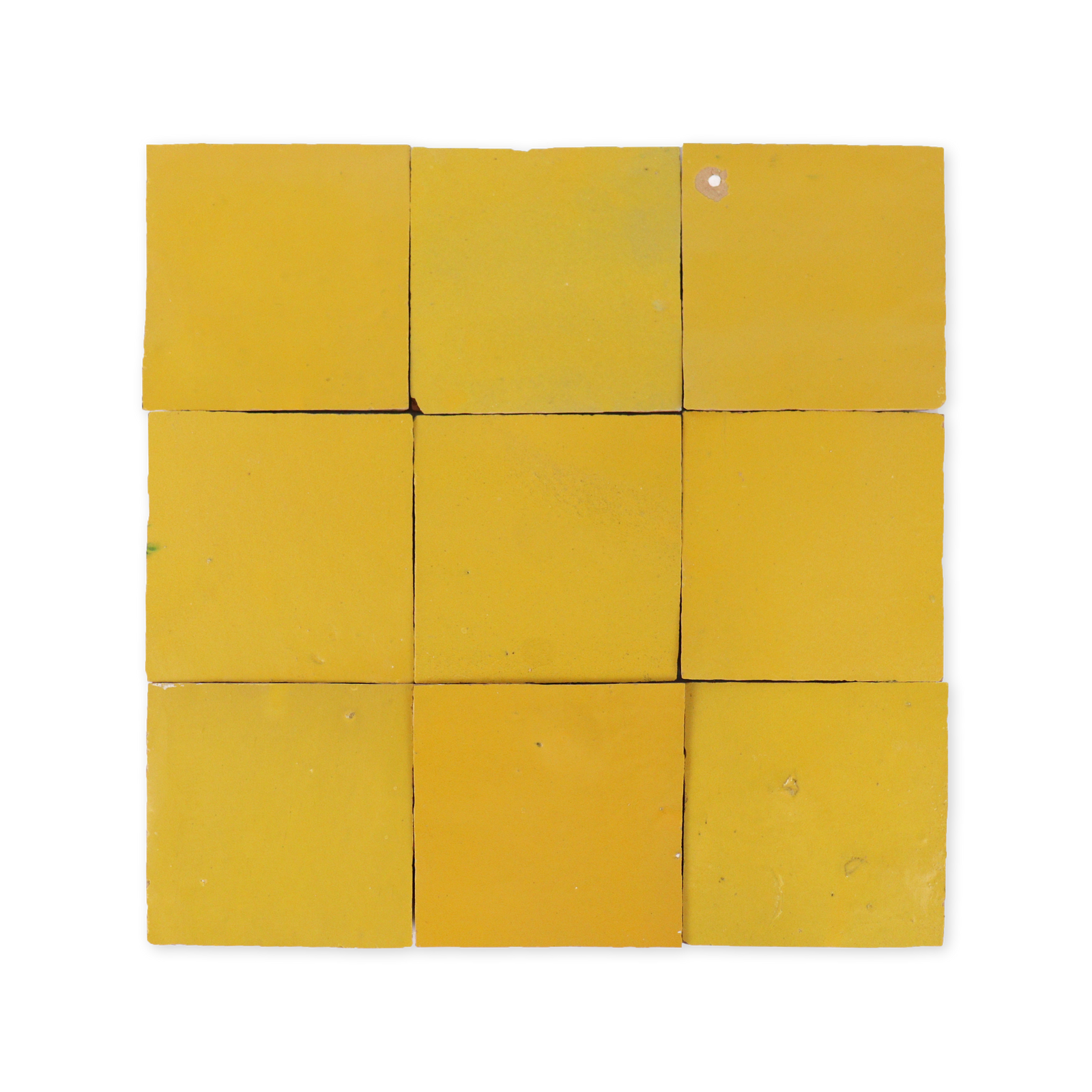 Handmade Moroccan Zellige 4x4 Citron Yellow Terracotta Tile