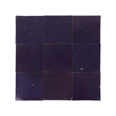 Handmade Moroccan Zellige 4x4 Eggplant Purple Terracotta Tile