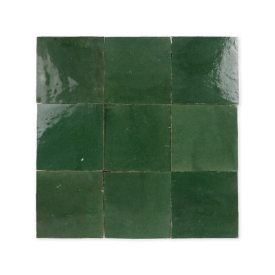 Handmade Moroccan Zellige 4x4 Emerald Green Terracotta Tile
