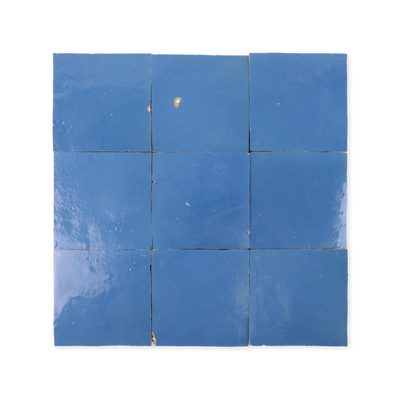 Handmade Moroccan Zellige 4x4 Mykonos Blue Terracotta Tile